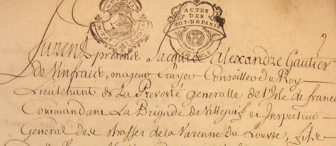 Mariage de Jacques Alexandre Gautier de Vinfrais