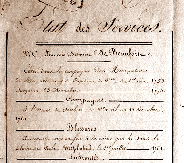 Amieu de Beaufort, mousquetaire