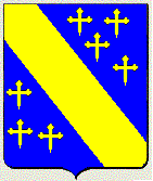 D'azur  la bande d'or, accompagne de sept 
croix fleuronnes au pied fich du mme, 4 en chef et 3 en pointe.  Jean-Baptiste Rietstap - Armorial gnral 
2e Edition 1887, Tome II page 635. Robert Silvae  Armorial Gnral.