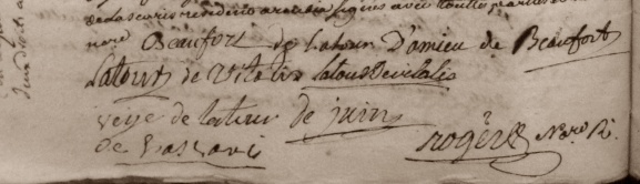 Signatures au contrat de mariage de Marie  Vitalis de Latour et Franois d'Amieu de Beaufort